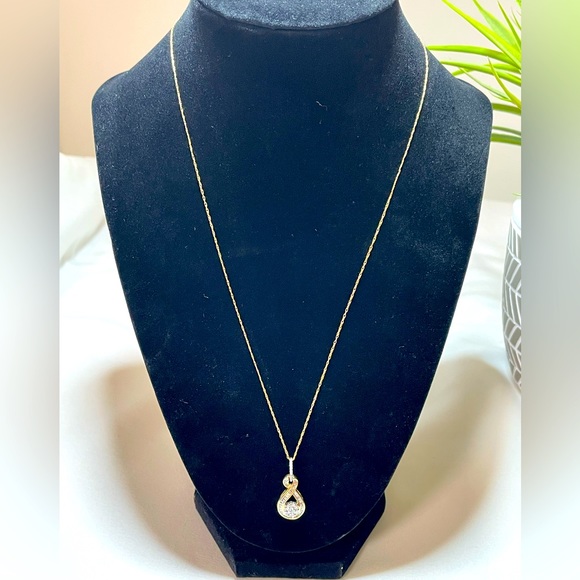 10K Gold Cluster Diamond Infinity Necklace - Picture 2 of 10